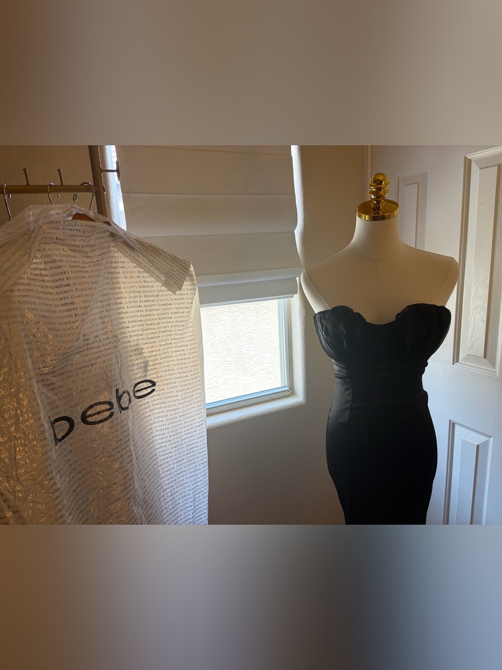 Bebe Black Strapless Ruched Bodice Dress XS- NWOT
